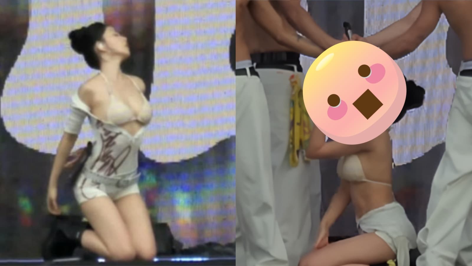 跪地遭男舞者包圍！BIBI Waterbomb脫到剩比基尼　19禁演出挨轟：太超過了